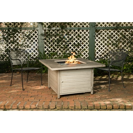 Fire Sense - Langhorne Square Aluminum LPG Fire Pit - Barnwood