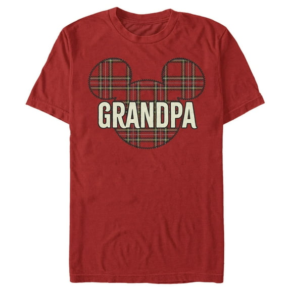 Men's Mickey & Friends Plaid Grandpa Patch  Graphic T-Shirt