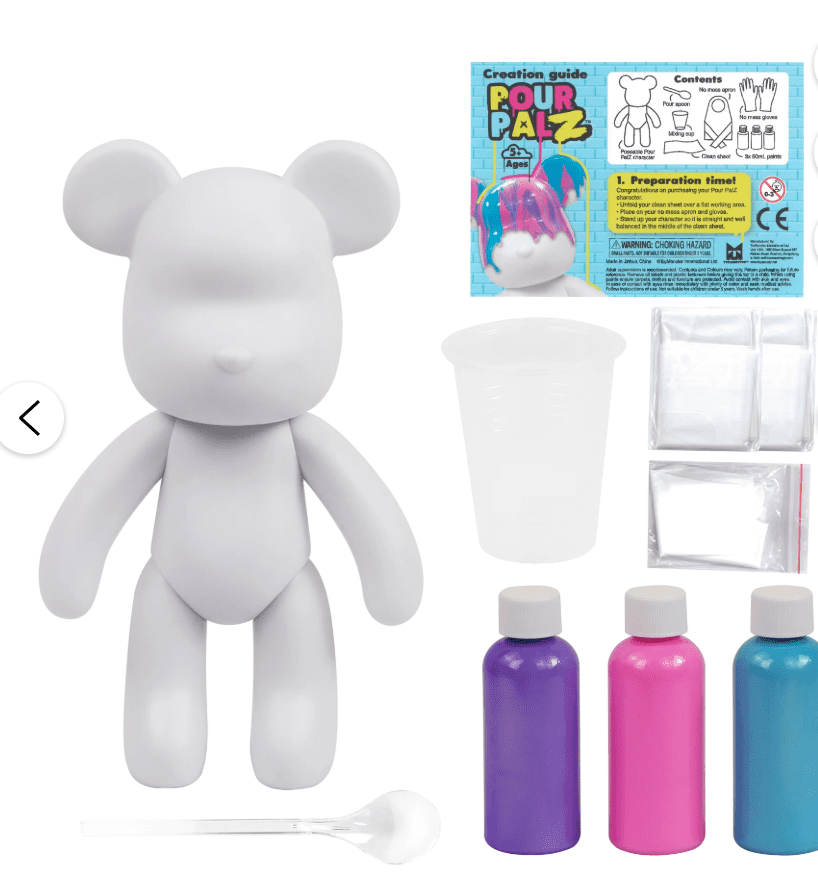 Pour Palz Paint Bear 9" Assorted, DIY Paint & Pour Craft Kit for Kids, Ages 5+