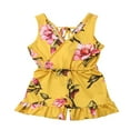 thumbnail image 1 of Baby Girl V Neck Floral Ruffled Romper One-Pieces Sleeveless Jumpsuit Outfits, 1 of 6