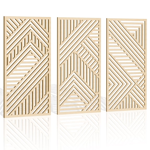 16x32 Inch Boho Wood wall art,Geometric wood wall decor set of 3 wooden modern home decor for living room bedroom and office.