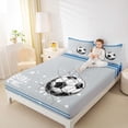 thumbnail image 4 of Feelyou Modern Soccer Sports Full Size Sheets for Kids, West Football Bed Sheets, Grey Blue Cartoon Theme Sheet Sets, Microfiber Bedroom Decor, 4 Pieces, 4 of 7