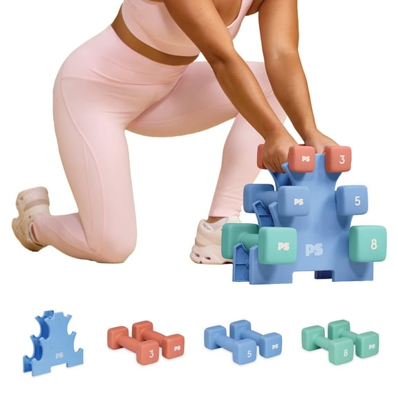 Popsugar 32lb Dumbbell Weight Rack Kit