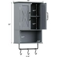 thumbnail image 3 of Farmhouse Medicine Cabinet, Bathroom Wall Cabinet with Adjustable Shelf, Towel Bar, 3 Hooks, Over The Toilet Storage Cabinet for Bathroom, Kitchen, Grey, 3 of 16