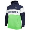 thumbnail image 2 of Men's New Era Neon Green/College Navy Seattle Seahawks Big & Tall Current Colorblock Raglan Fleece Pullover Hoodie, 2 of 3