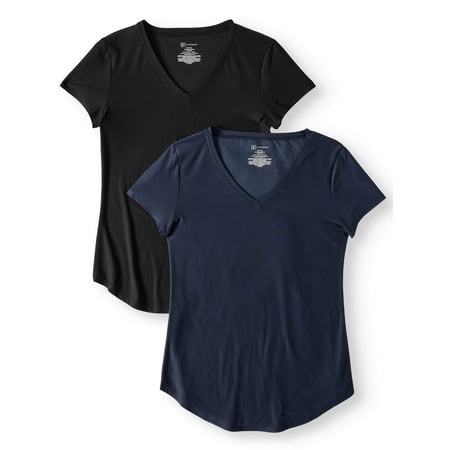 - Juniors' Brushed Short Sleeve V-Neck T-Shirt 2-Pack