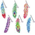thumbnail image 4 of Marcapáginas con forma de pluma con pintura de diamante, colgante de cristal, diamante redondo, forma especial, diamante acrílico engrosado, pegatina de un solo lado, color de diamante en caja, 4 of 6