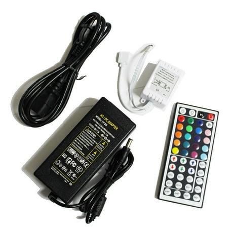 LED4Everything (TM) 44 key IR Remote Controller + 5A Power Supply for 3528 5050 RGB LED Strip (Best Rgb Led Controller)