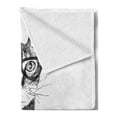 thumbnail image 2 of Cat Soft Flannel Fleece Throw Blanket, Hand Drawn Dressed up Hipster New Age Cat Fashion Urban Free Artwork Print, Cozy Plush for Indoor and Outdoor Use, 50" x 70", Black White, by Ambesonne, 2 of 5