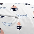 thumbnail image 3 of Sailboat Pouf Cover with Zipper, Scandinavian Style Boat Illustration and Hand Drawn Waves, Soft Decorative Fabric Unstuffed Case, 30" W X 17.3" L, Night Blue Pale Peach, by Ambesonne, 3 of 5