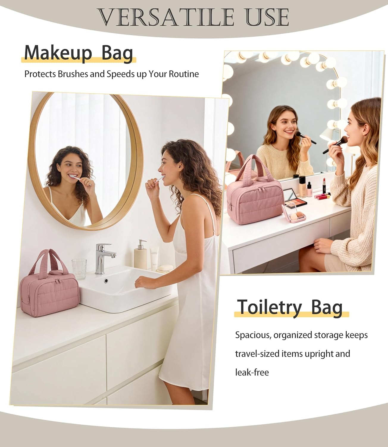 Cloud Carry Bag,Travel Toiletry Bag for Women, Large Puffy Cosmetic Bag with Wet-Dry Separation and Multiple Pockets for Organized Essentials