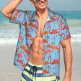 thumbnail image 5 of Lsque Flamingo pattern Hawaiian Shirt for Men, Unisex Summer Beach Casual Short Sleeve Button Down Shirts-Large, 5 of 9