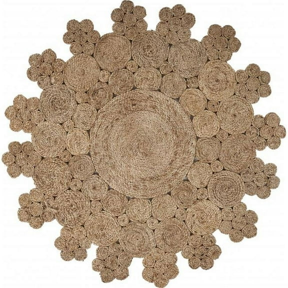 Dazzling Concentric Natural Boutique Jute Area Rug, Natural