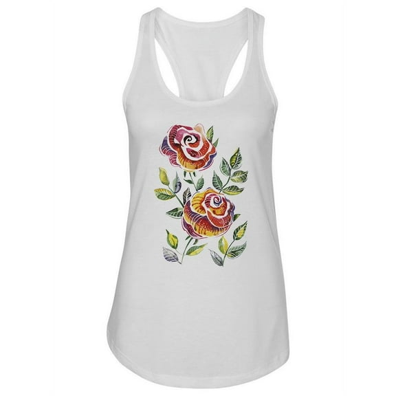 Beautful Pink Roses Sketch Tank Women -Image by Shutterstock, Female Large