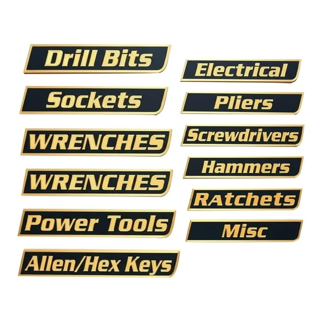 12 Pack Magnetic Toolbox Labels 3D Printed Reusable Tool Box Drawer Tags – Easy Tool Organization for Garage, Carts & Cabinets