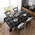 thumbnail image 4 of Black Boho Rectangle Tablecloth, Vintage Ethnic Tribe Abstract Art Geometric Waterproof & StainResistant Tablecloth, Washable Oil-proof Table Cover for Dining/Party/Wedding/Camping/Buffet 60x84 In, 4 of 9
