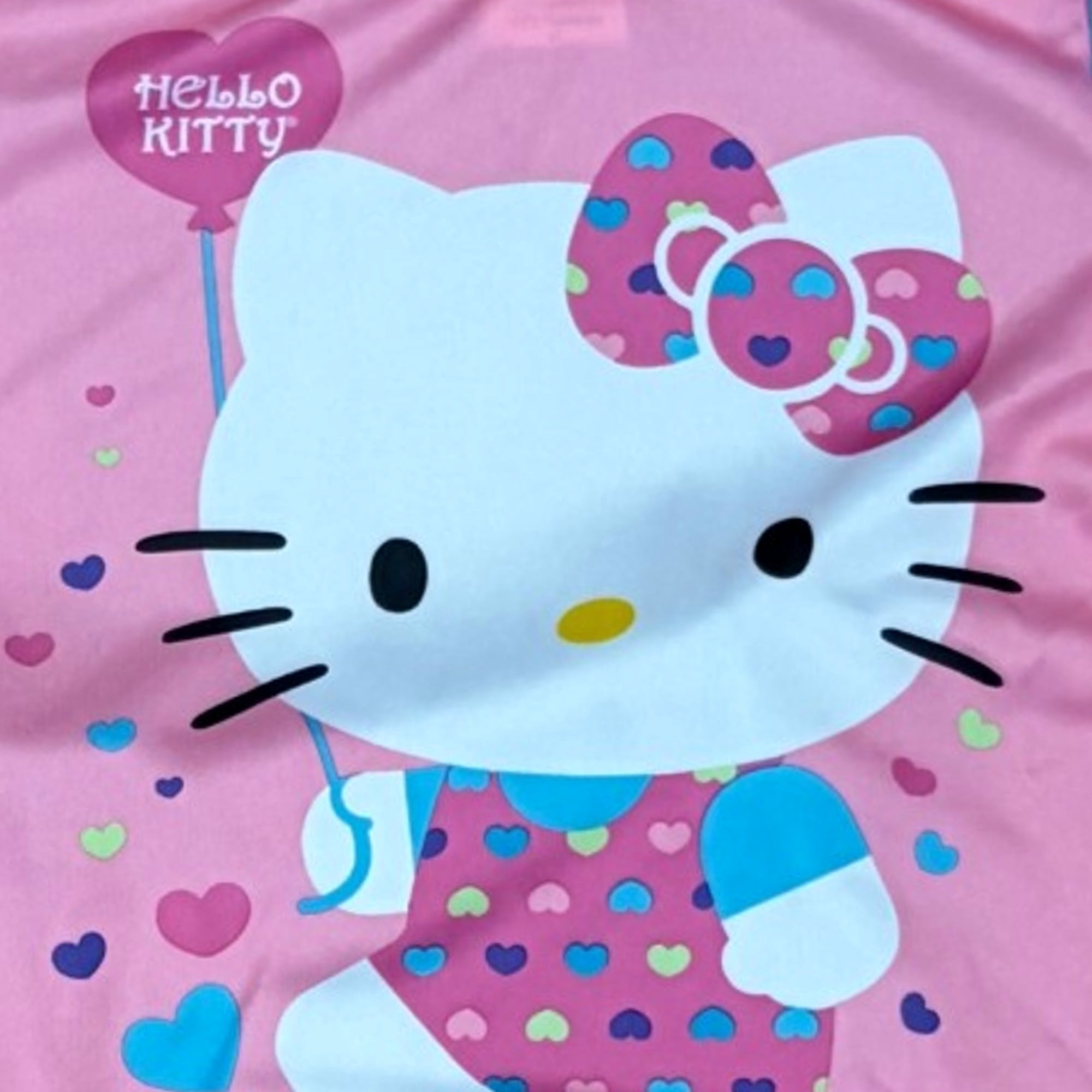 Toddler Girls Silky Pink & Blue Hello Kitty Pajamas Shorts & Top Sleep Set 4T