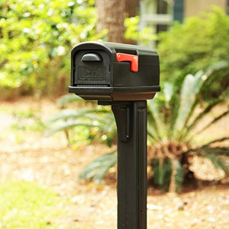 Solar Group Classic Mailbox with Post, Black, Plastic, Medium