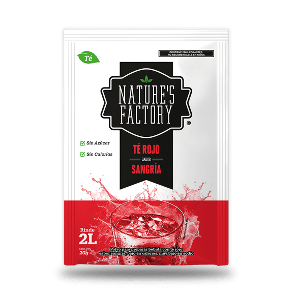 Natures Factory Té Rojo en Polvo Sabor Sangría bajo10 piezas. Natures Factory Natures Factory Té Rojo en Polvo Sabor Sangría