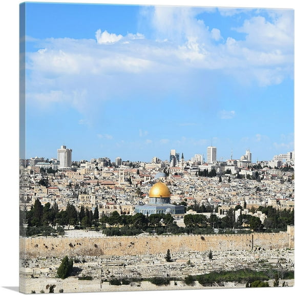 ARTCANVAS Jerusalem Israel Skyline Square Canvas Art Print - Size: 18" x 18" (0.75" Deep)