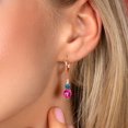 thumbnail image 3 of Gem Stone King 18K Rose Gold Plated Silver Pink Created Sapphire London Blue Topaz and White Lab Grown Diamond Drop Dangle Earrings for Women (3.49 Cttw, Heart Shape 7MM, Round 4MM), 3 of 4
