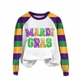 thumbnail image 2 of Mifsaly Sequin Mardi Gras Tops Women Raglan Sleeve Crewneck Sweatshirts Glitter Letter Print Carnival Sweatshirt Funny Holiday Party Pullover XXL, 2 of 4