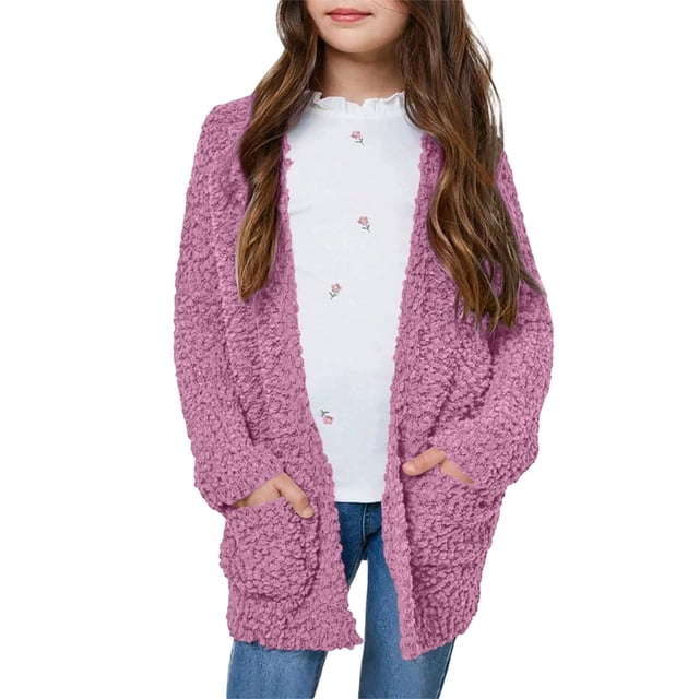 Blusa informal de manga larga con bolsillos para niñas de 5 a 14 años