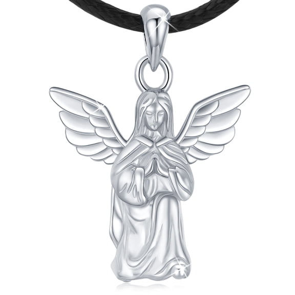 CUOKA MIRACLE Pray for Angel Virgin Mary Necklace 925 Sterling Silver Hypoallergenic Necklace 3D Virgin Maria Wings Pendant for Women Men Jewelry Birthday Easter Mother's Day Gifts