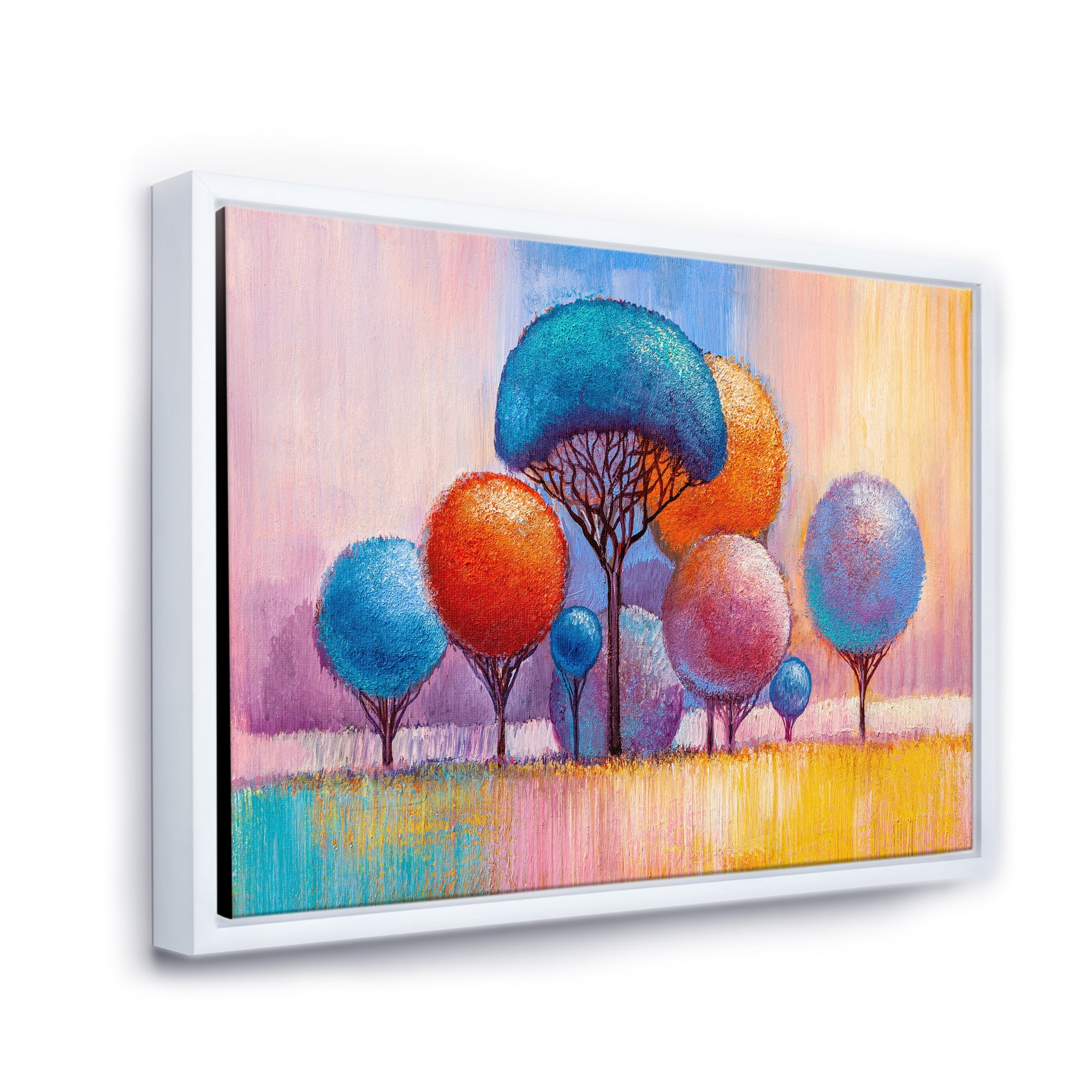 Designart 'Autumn Colorful Fantasy Trees II' Modern Framed Canvas Wall Art Print