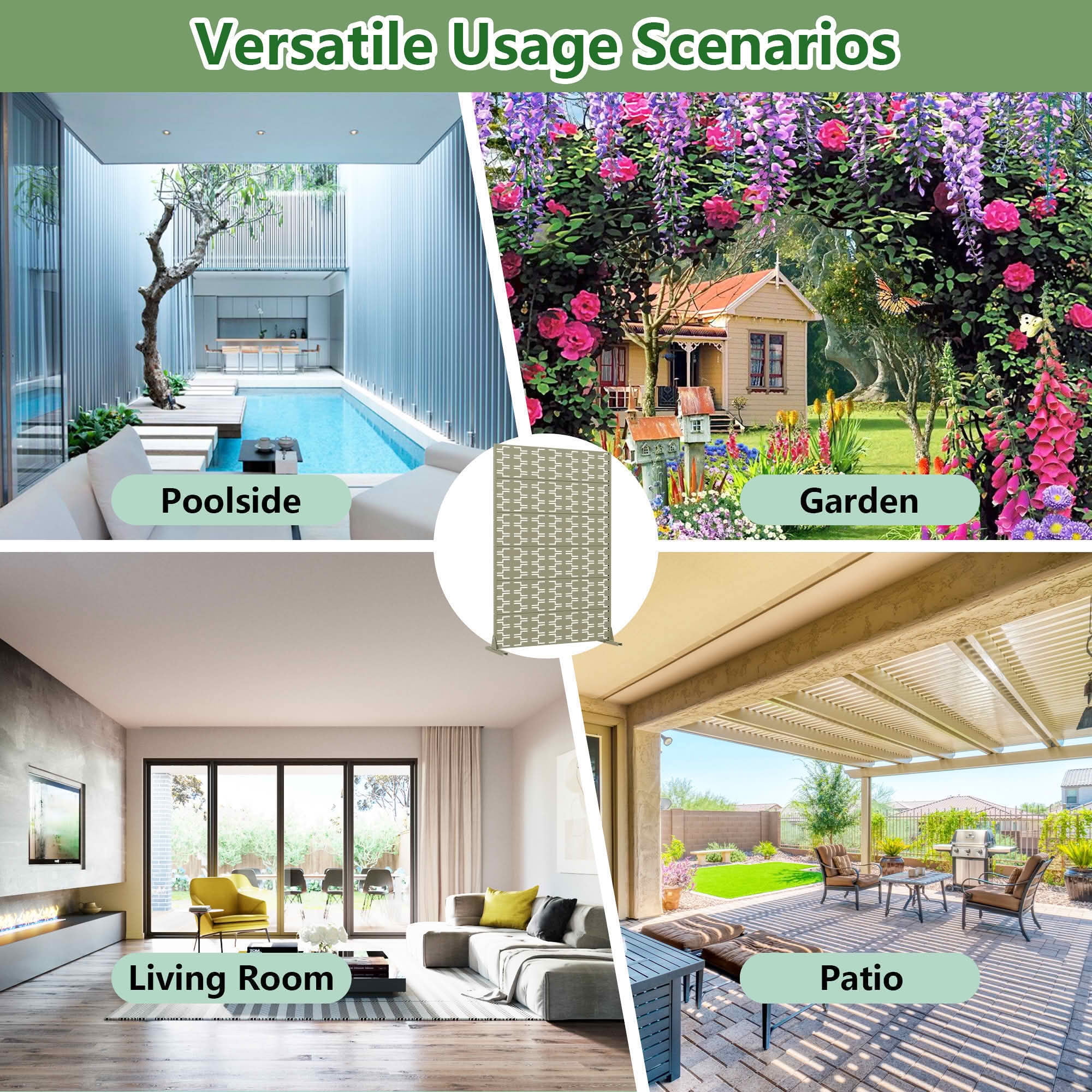 MAYEERTY 72x47 Gray Outdoor Natural Privacy Panel Screen, 6 Piece Set Natural Folding Divider for Backyard and Garden
