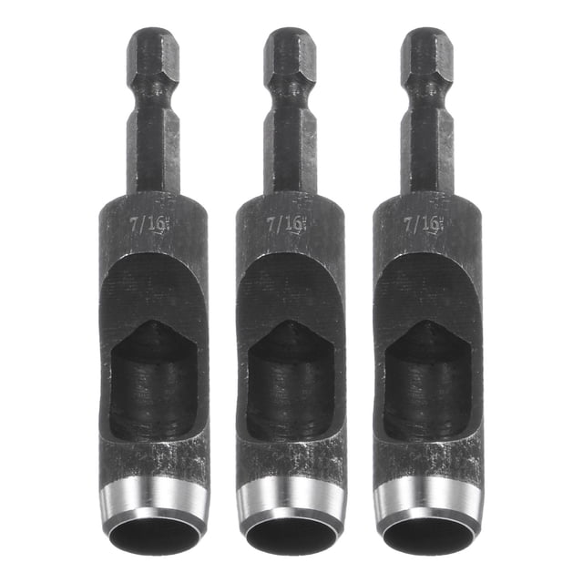 Juego de 3 punzones huecos de cuero con vástago hexagonal de 1/4 para taladros, punzón rotativo de 7/16" para trabajos de cuero