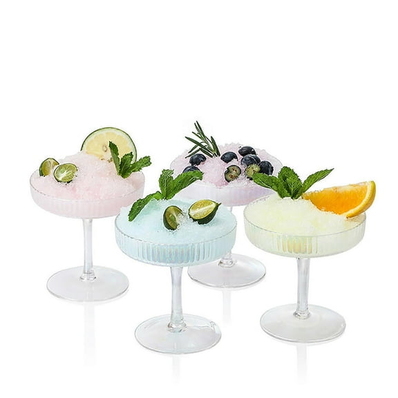 Art Deco Cocktail Glassware, Vintage Coupe Glasses Enhance Your Home Bar Experience, Ribbed Martini Glasses Elevate Cocktail Hour For Elegant