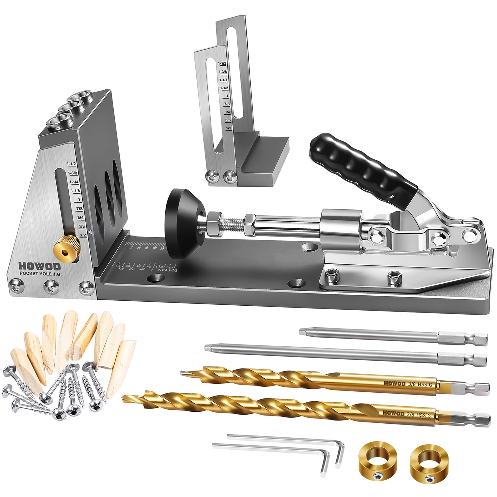 Pocket Hole Jig Kit, Professional and Upgraded Metal Pocket Screw Jig