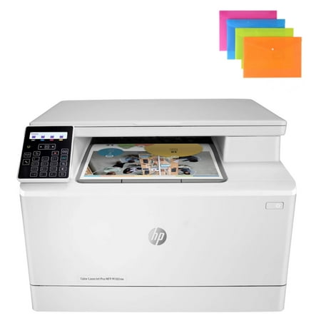 H-P Laserjet Pro MFP M182nw Wireless Color All-in-One Wireless Laser Printer, Print Scan Copy, 17 ppm, 600 x 600 dpi, 2-Line LCD with Numeric Keypad Display, Ethernet, Works with Alexa, File Folders