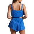 thumbnail image 3 of Liacowi Women Loose Shorts Set Sleeveless Strap Crop Tank Tops High Waist Linen Shorts Summer 2Pcs Outfits Streetwear, 3 of 4