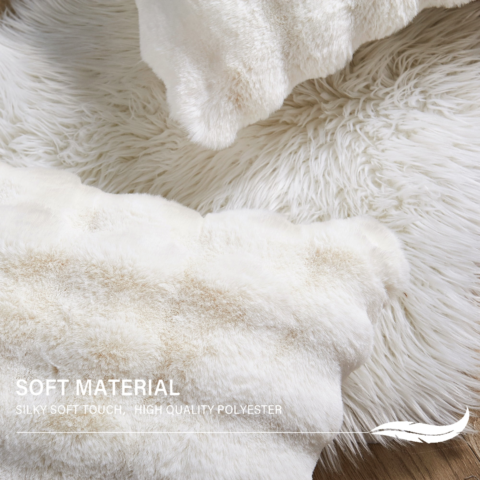 Home Soft Things Bubble Textured Faux Fur Pillow Covers, Set of 2, 20"x20", White