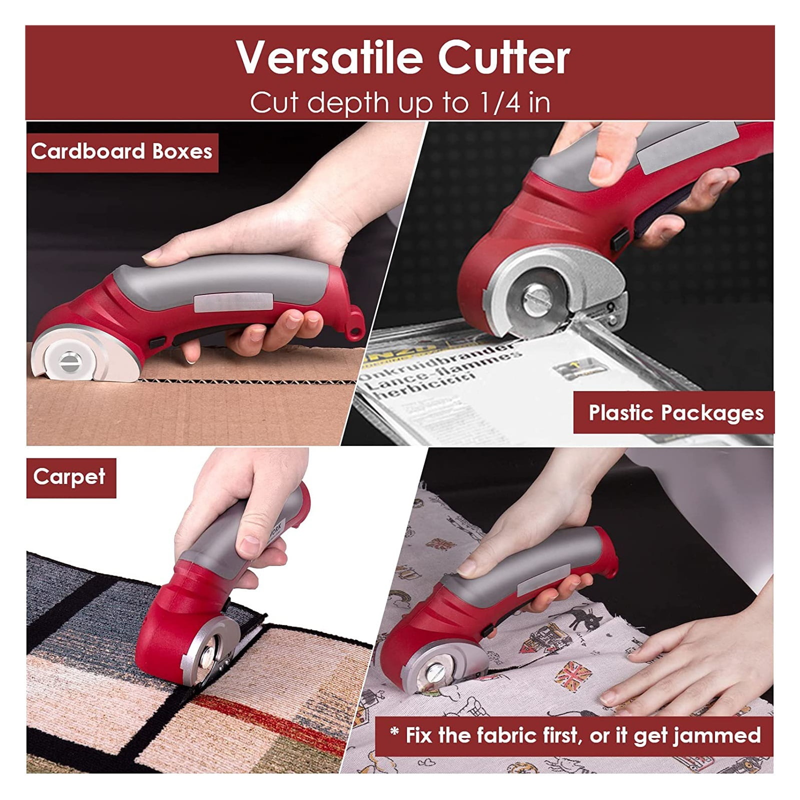 Electric Scissor Portable Cordless Rechargeable Electric Round Scissor Leather Paper Fabric Rotary Cloth Cutter Kit Cutting Tool ,Sharp & Durable