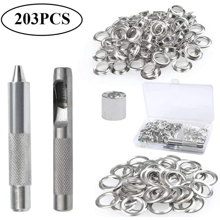 Thickened Grommets Eyelets 1/2 1/4,Silver Metal Eyelet,Grommet Tool Kit  for Leather,Fabric,Tarp,Shoes,3pcs Installation Tools - AliExpress