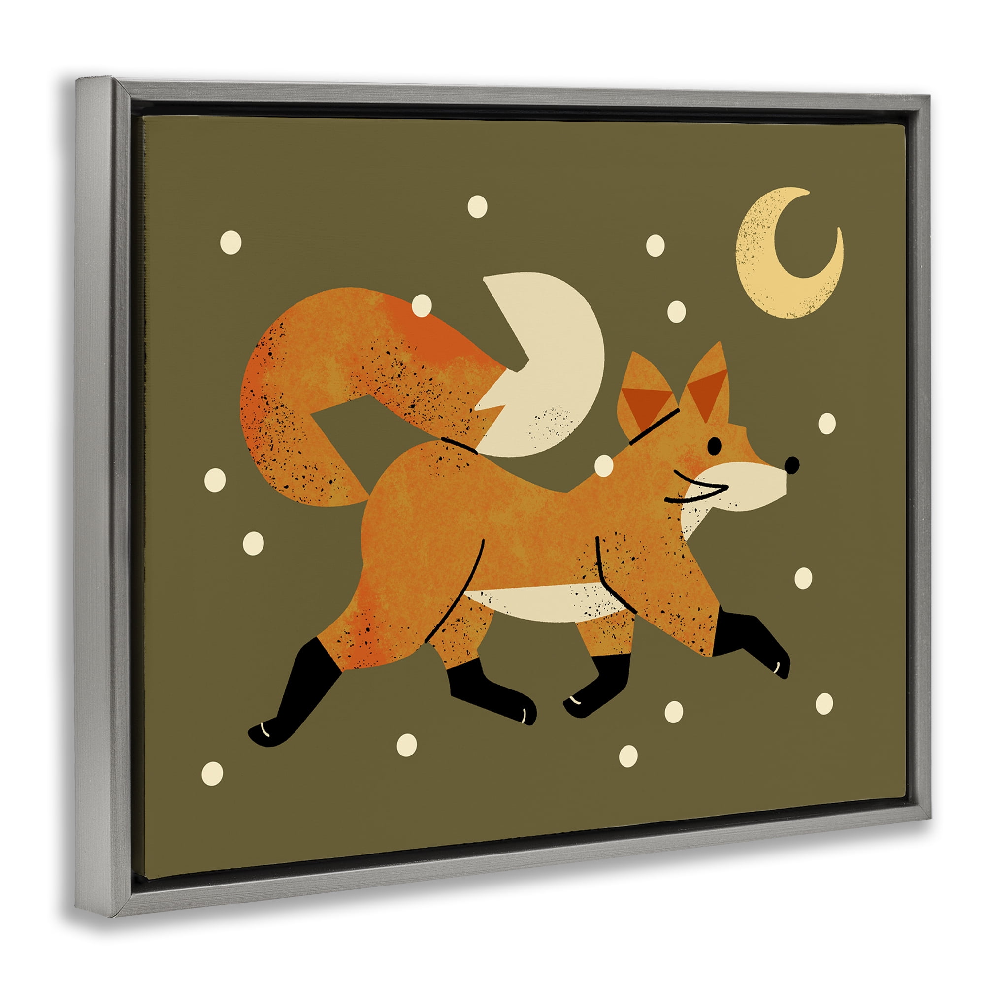 Stupell Industries Wandering Winter Fox Gray Framed Floater Canvas Wall Art, design by Renea L. Thull