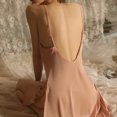 thumbnail image 3 of Conjunto de camisón de lencería sexy de satén de 2 piezas para mujer y camisón dividido sin espalda ropa de dormir - oro rosa, 3 of 7