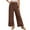 Coffee, variant on Women's Casual Wide Leg Pants with Elastic Waist and Drawstring Ties Lightweight Comfortable Solid Color Trousers Trendy Split Hem for Everyday Wear White XXL