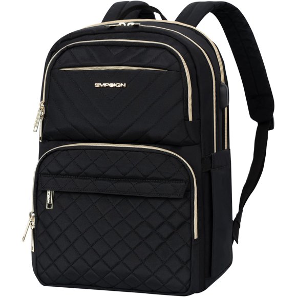 EMPSIGN Laptop Backpack Purse for Women and Men with USB Charging Port, 15.6 Inch Travel Water Resistant Quilted Backpack, High-Capacity 30L Work Busi