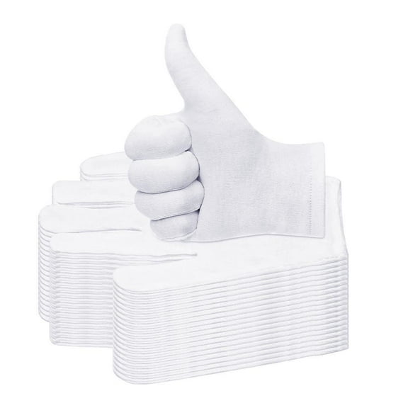 12 Pairs Cotton Multipurpose Gloves - Unisex Comfortable White Gloves for Gardening, Makeup, Coin Collection, Glove Liners & More