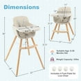 thumbnail image 3 of Babyjoy 3 in 1 Convertible Wooden High Chair Baby Toddler Highchair w/ Cushion Beige, 3 of 8