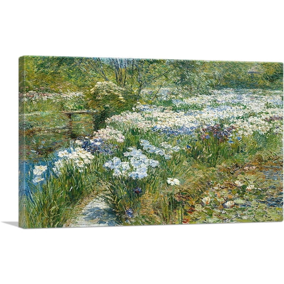 ARTCANVAS The Water Garden 1909 Canvas Art Print by Childe Hassam - Size: 26" x 18" (0.75" Deep)