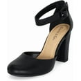 thumbnail image 2 of Chariot & Co: Posh- Women's Round Toe Ankle Strap Buckle High Heel Dress Pumps - Comfort Foam Sandals (Black Pu, 6.5), 2 of 6
