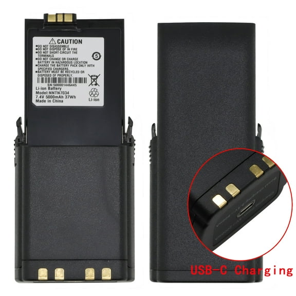 7.4V 5000mAh USB-C Charging Battery NNTN7034 For Motorola APX5000  APX6000  APX6000 P25  APX6000Li  APX6000XE  APX6000XE P25 Portable Two Way Radio