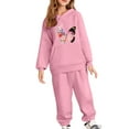 thumbnail image 2 of SYMOID Girls' Pink Tracksuit Set - Soft Polyester Hoodie with Butterfly Floral Print & Jogger Pants, Elastic Waist, Kangaroo Pocket, Machine-Washable for Ages 3-12,Size 3 T, 2 of 3