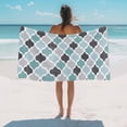 thumbnail image 3 of Beach Towel Teal Moroccan Pattern Bath Pool Towels Geometric Style Absorbent Beach Towel Soft Large Quick Dry Lightweight Camping Travel Sports Yoga Gym Swim Towels for Adult 35x70 Inch, 3 of 9