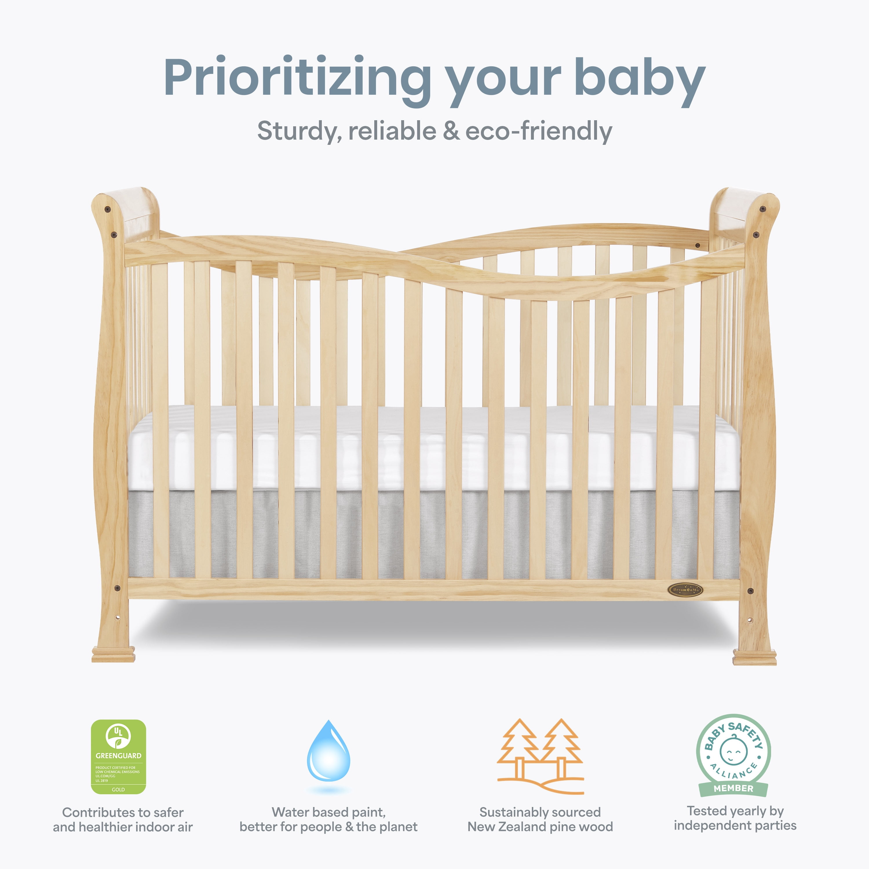 Dream On Me Violet 7-in-1 Convertible Life Style Crib, Natural